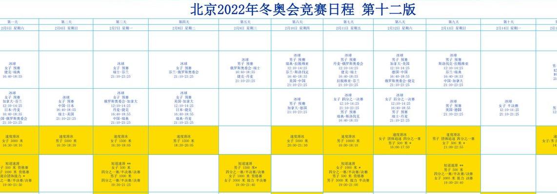 冬运会赛程，2022年北京冬奥会赛程表 (图2)