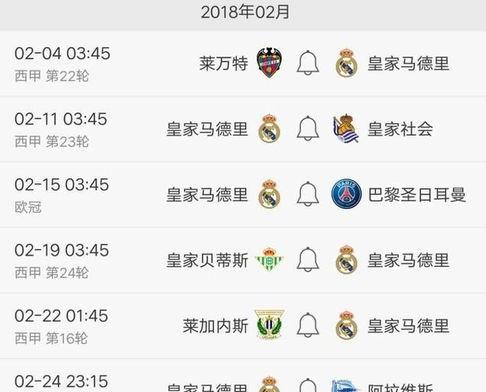 皇马赛程,皇马球员本赛季出场时间排名