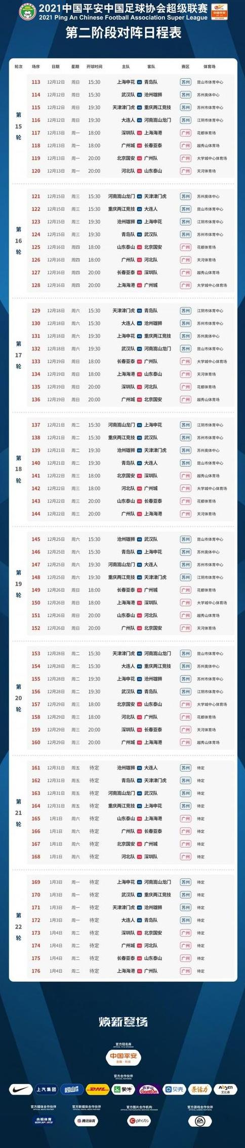 2022中超联赛第二阶段赛程表最新 (图2)