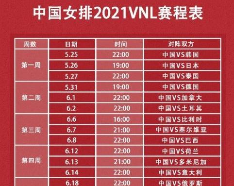 女排2021年联赛赛程时间 (图1)