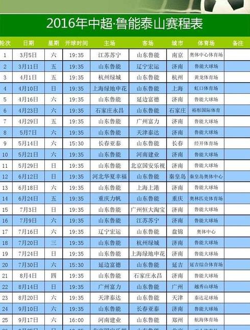 鲁能泰山赛程表2023年10月 (图3)