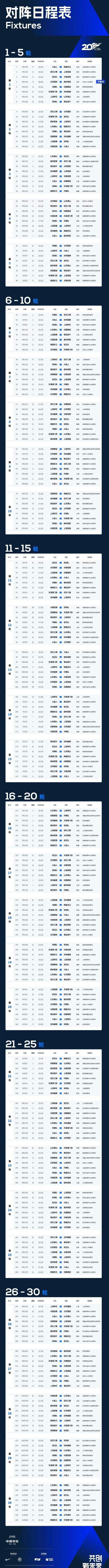 2023中超足球比赛赛程表格下载 (图3)